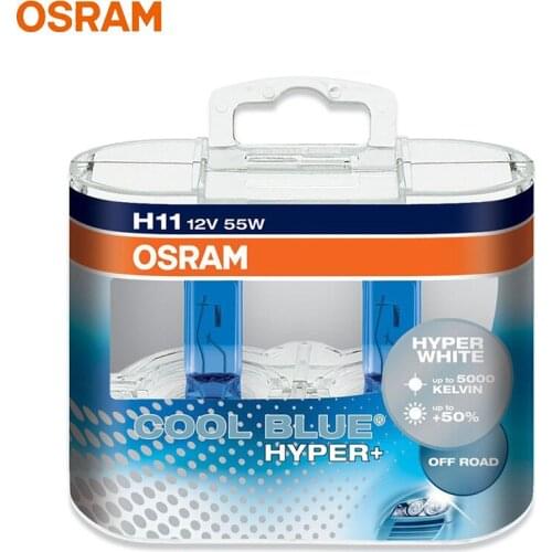 OSRAM H11 Cool Blue Hyper + White 5000K 62211CBH+ Halogen Original Headlight Car Light Brightness + 50%12V 55W(2 Pcs