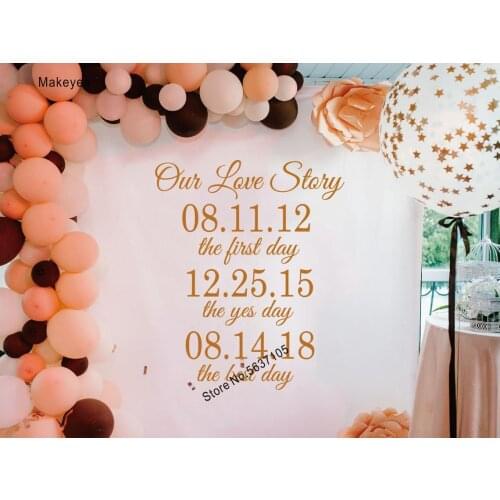 Makeyes Wedding Decoration Wall Sticker Our Love Story Wall Decal Vinyl Design Custom Wedding Wall Decor Personalized Day Q673