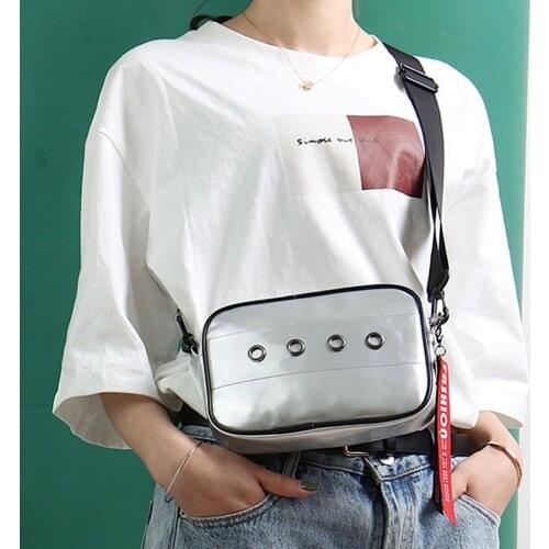 Fashion Splicing Handbag Women PVC Square Shoulder Messenger Bags Zipper Ring Large Capacity Crossbody Sling Bag