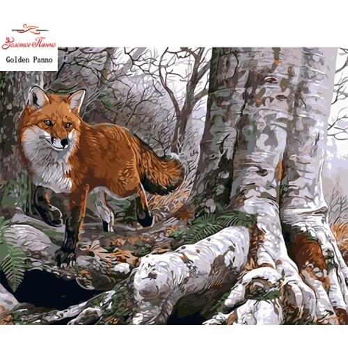 Golden Panno,Needlework,DIY DMC Cross stitch,Sets For Embroidery kit 14ct unprinted jungle fox cross-Stitching,christmas 930