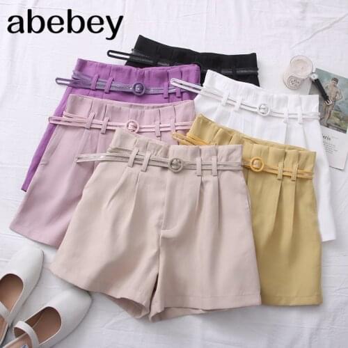 2021 New Spring Summer Fashionable All-match solid Shorts pleated high waist slim Shorts wide leg Shorts casual Shorts