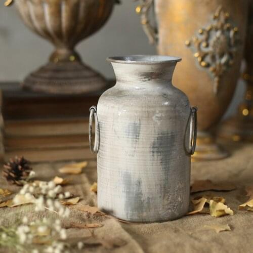 Retro nostalgia gold iron art desktop vase creative classical goblet silver flower ware exquisite home decoration accessories