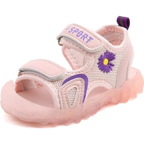 Girls Sandals Ins Hot Fashion Popular Daisy Flower Kids Sandals For Toddlers Girl Kids Children Beach Shoes Anti-kick Breathable