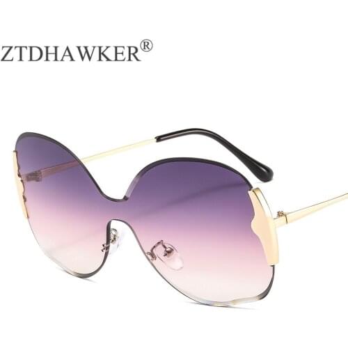 Big Frame Trend Frameless Color Conjoined New Ladies Sunglasses Men and Women Fashion Personality Glasses