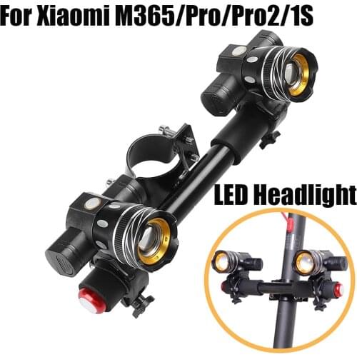 Electric Scooter LED Light USB Rechargeable Headlight with Adjustable Child Handle Compatible with M365/Pro/Pro2/1S/Lite Parts