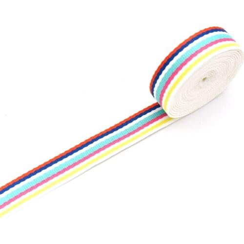 1"Fabric Ribbon Webbing Belt Knit Tape Ribbon Leash Ribbon Canvas Webbing Coloured Striped Ribbon Bag Webbing for Textile Sewing