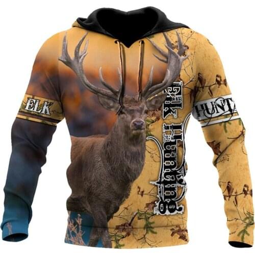 New beautiful elk hunting 3D printed Hoodie animal mens Sweatshirt Unisex zipper Pullover casual jacket Sweatshirt