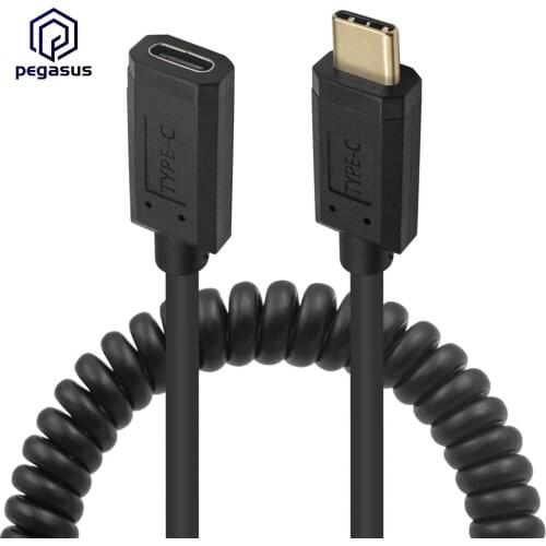 Coild USB C Extension Cable Coiled Spring Spiral USB C3.1 Male to Female Charging & Sync for MacBook Pro Galaxy Smart Phone