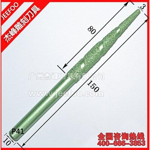 P41-10*3*80mm V Shape CNC Stone Engraving Milling Bit, Diamond End Mill Bit Cutters for CNC 3d Relief Roughing Milling Letter