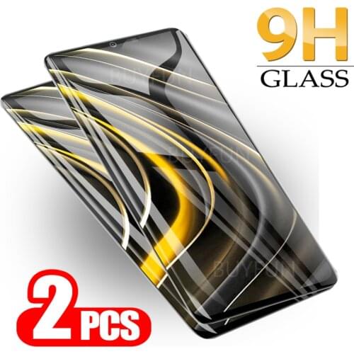 For Xiaomi Poco M3 Glass 2PCS Screen Glass Screen Protector On For xiaomi poco m3 m 3 Transparent Protective Tempered Glass 9H