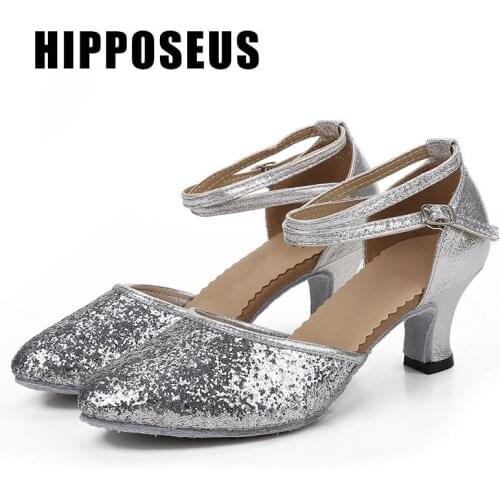 Hipposeus Girls Dance Shoes Women for Ladies Ballroom Modern Latin Tango Dancing Shoes Closed Toe Practice Shoes Salsa Sandals