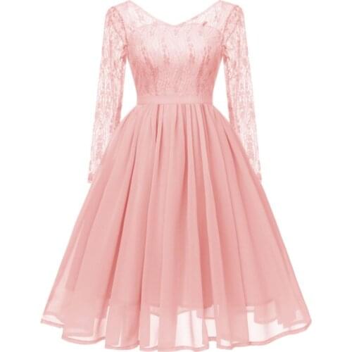 Bella Philosophy(Bella Philosophy)Chiffon Polyester Women Lace V-Neck Zipper Long Patchwork Lanon Inwrought Ladies Slimmer