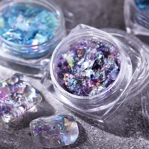 1 Box Aurora Color Nail Art Sticker Sequins Jewelry Glitter Glass Candy Paper Fragments Manicure Decoration