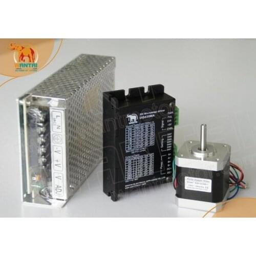 1Axis Nema17 42BYGHW811 0.48N.m/70oz-in 48mm 2.5A3.1V 48mm for 3D printer,cnc router,mini motor step,robotic+Driver DQ542M+Power