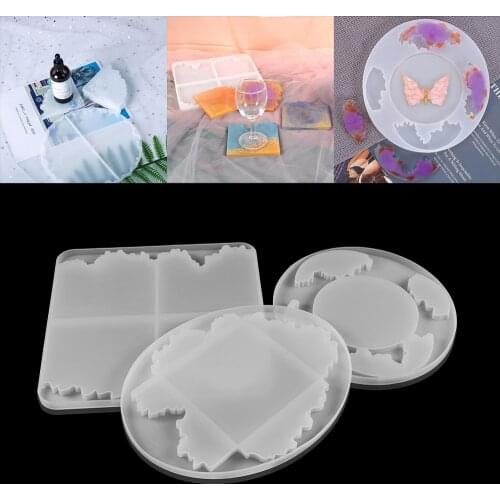 1pcs Coaster Resin Molds Irregular Silicone Coaster Epoxy Mold Tray Cup Mat Mold For DIY Crafts Table Decoration Supplies