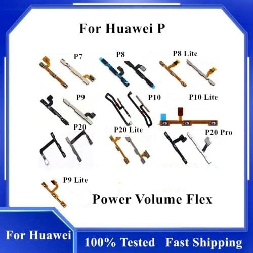 100% New Power ON OFF Mute Switch Control Key Volume Button Flex Cable For Huawei P7 P8 P9 P10 P20 Lite Pro Replacement Parts