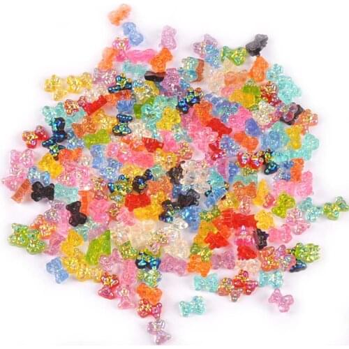 100Pcs Multicolor Resin Glitter Bow Flatback For Phone Shell Patch DIY Crafts Supplies Kids Hair Accessories Handmade Material