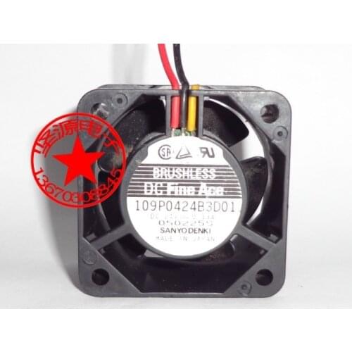 Sanyo Denki 109P0424B3D01 DC 24V 0.13A 40x40x28mm 3-wire Server Cooling Fan