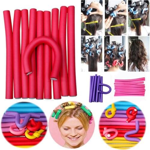 50% Hot Sale 10 Pcs Simple Soft Foam Curler Makers Bendy Twist Curls Styling Hair Tool Set