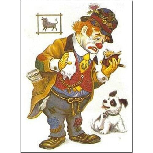 DIY Diamond Embroidery Clown and dog Patterns 5D Square round Diamond Mosaic Handmade Diamond Painting Cross Stitch Kits