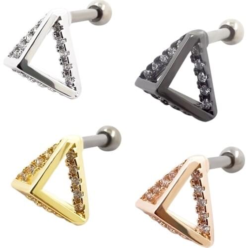 JHJT 1/4PCS Zircon Ear Cartilage Piercing Tragus Helix Studs 16g G23 Titanium Earrings Piercing Body Jewelry