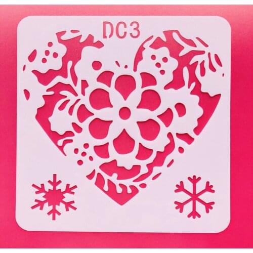Flower Snowflake Heart-shaped Cake Tool Decorating Valentines Day Card Making Stencils Painting Mold Soft Plastic Sheet DC3