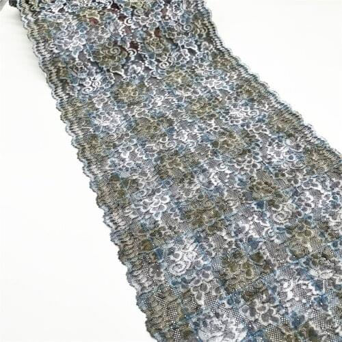 3M/lot Width 28cm Wide Grid Mixed Stretch Elastic Lace Trim Skirt Hem Underwear Sewing Craft DIY Apparel Fabrics Lace Lingerie