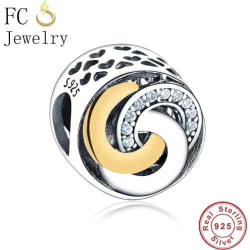 FC Jewelry Fit Original Brand Charm Bracelet 925 Silver Interlinked Color Camera Lens Circles Beads For Making Berloque DIY