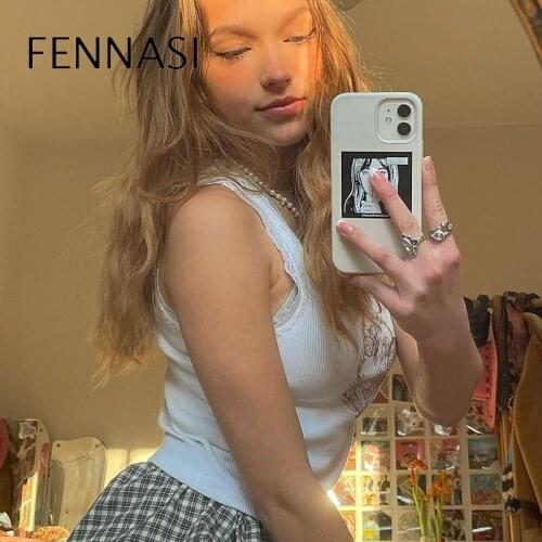 FENNASI Crop Top Corset Womens Clothing 2021 Summer Vest Goblincore Blouses And Shirts Sexy Leibchen