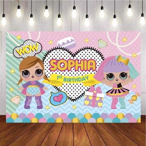 Customize Cartoon Gift Baby Girl Photography Background Backdrop Children Kids Birthday Party Decoration Wallpaper Photo Studio