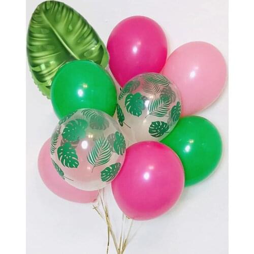 Hawaiian Tropical Party Palm Leaf Balloons Wild One Birthday Party Decorations Green Forest Balloon Jungle Safari Party Ballons