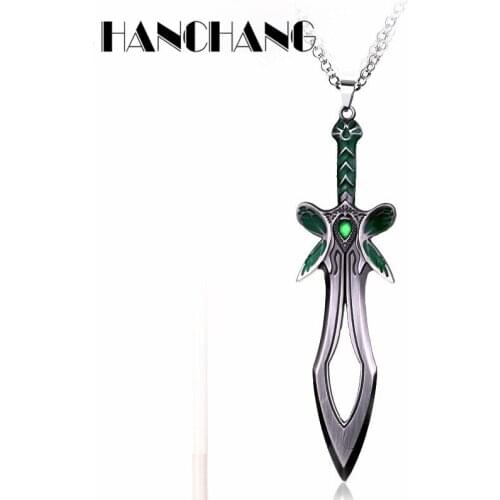HANCHANG Butterfly Sword Necklace Game Series DOTA 2 Weapon Pendants Necklaces men necklace collares Hip Hop Jewelry
