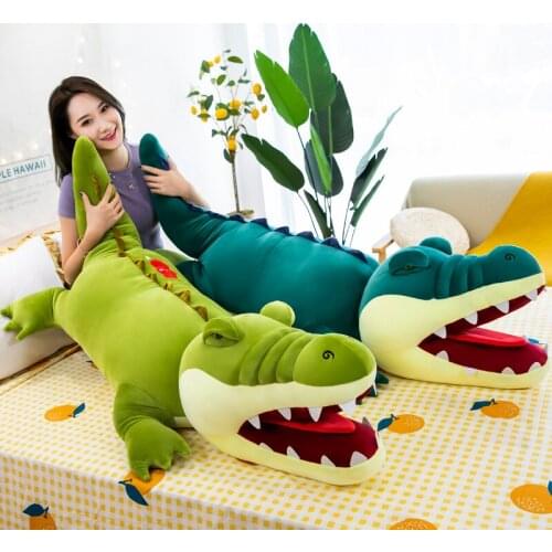 Nice Hot 1pc 80cm/100CM Simulation Lying Crocodile Plush Toys Stuffed Soft Animal Fiercely Pillow for Kids Boys Birthday Gift