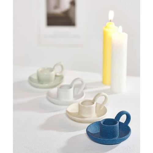Ceramic Nordic Candle Holder Candle Simple Geometric Cup-shaped Home Decoration Candle Holder Home Household Ceramic Ornaments