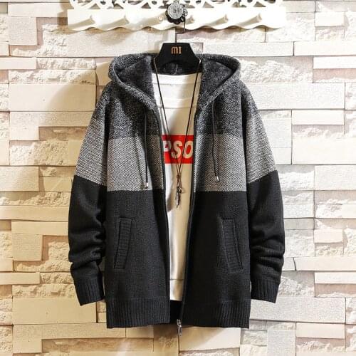 Men Winter Sweaters Coats Hooded Cardigans Sweaters Good Quality Men Thicker Warm Casual Cardigans Solid Stand Collar Sweaters