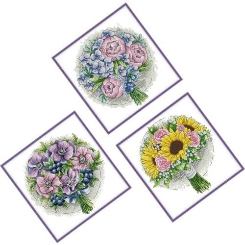 Sunflower bouquet cross stitch kits package count printing cloth cross stitch pattern embroidery kit DIY handmade needlework