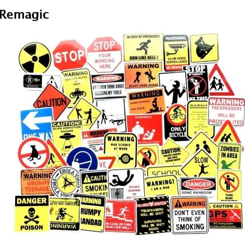 50pcs Warning Signs funny Architecture Sticker pack fans anime vintage paster cosplay scrapbooking diy sticker phone laptop