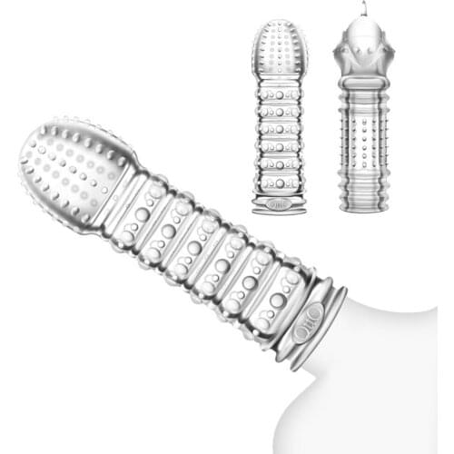 Penis Sleeve Condom For Men G Point Stimulation Delay Ejaculation Particle Reusable Condoms For Sex Penis Extender Dildo Toys