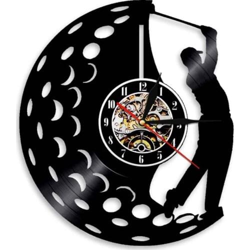 Golfer Decoration Wall Clock Modern Art Glof Club Vintage Vinyl Record Hanging Watch Personality Decorative Golf Lover Gift