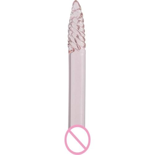 New large pink tapered head pyrex crystal glass anal butt plug dildo prostate massager G spot fake penis sex toys for men women