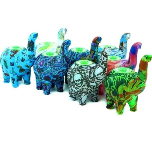 Novel Cigarette Holder Silicone Tobacco Pipe with Glass Bowl Elephant Style Cartoon Filter Cool Smoking Accessories Gifts