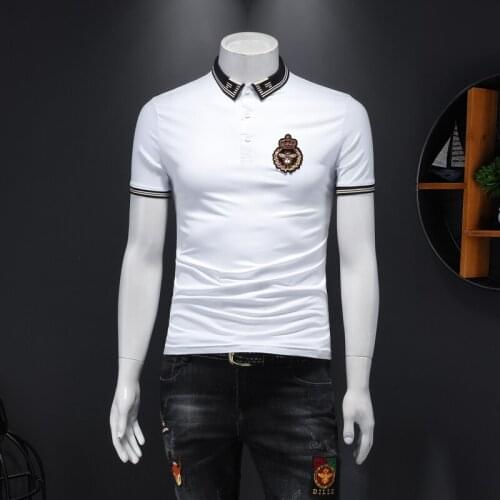 Great Brand Mens High Quality Mercerized Cotton Solid Polo Shirts Embroidery Short Sleeve Shirt 4xl 5XL E186