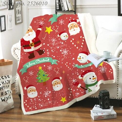 Throw blanket Merry Christmas 3D Velvet Plush Blanket Bedspread For Kids Girls Sherpa Blanket Couch Quilt Cover Travel 03