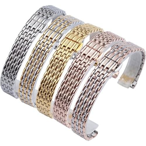 Stainless Steel Watchband 12mm 14mm 16mm 18mm 20mm 22mm For Longine Fiyta CITIZEN Womens Wrist Metal Watch Bracelet Strap