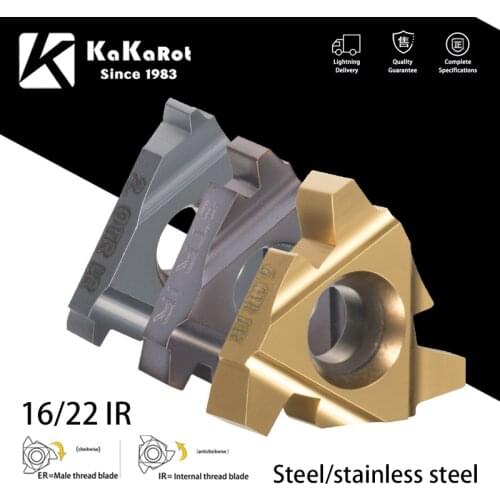 KaKarot T Type Thread Insert 16IR/22IR 1.5TR 2TR 3TR 4TR 5TR 6TR Carbide Thread Tnsert Trapezoid Thread SNR CNC Lathe Steel