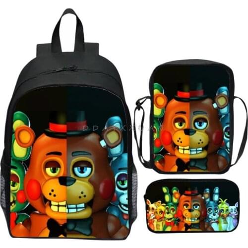 Fashion Cartoon 3pcs/set FNAF Kids Baby School Bags Boys Schoolbag FNAF Children Backpacks for Student Girls Bag