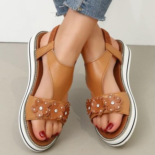 SAGACE Women Flats Casual Trend shoes sandals Ladies Shoes Fashion Casual Floral Crystal Comfortable Wedges Sandals Beach Shoes