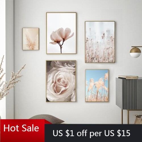 Nordic Flower Wall Prints Reed Art Pictures Print Scenery Canvas Painting Scandinavian Style Poster Aesthetic Room Decorative