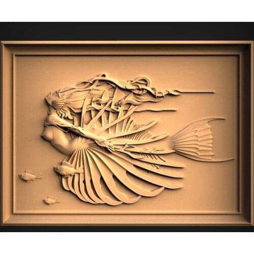 STL Model Women fish for CNC Router 3D Printer Artcam Aspire Bas Relief _ Decor Relief " CNC file"