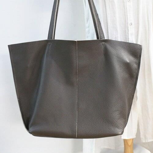 100% Soft Genuine Leather Shoulder Bags For Women Simple Casual Totes Luxury Brand Designer Fashion Bag Large Capacity Handbags